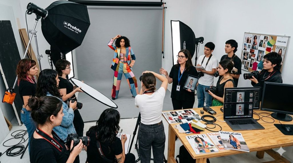 Curso de fotografia de moda. Imagen creada con IA Gemini por Francisca Ruiz el 29 de mayo del 2026.